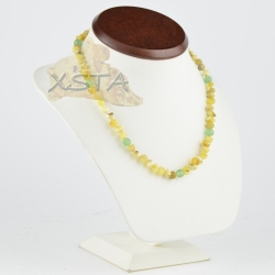 Amber necklace with gemstones for women